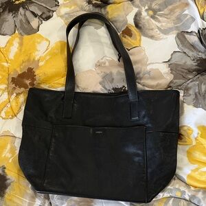 Fossil Black Pebbled Leather Tote
